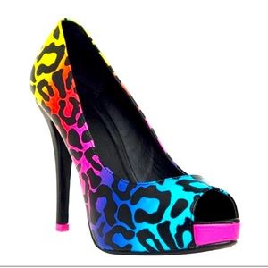 Torrid Rainbow Leopard heels size 7